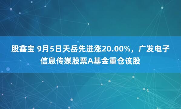 股鑫宝 9月5日天岳先进涨20.00%，广发电子信息传媒股票A基金重仓该股