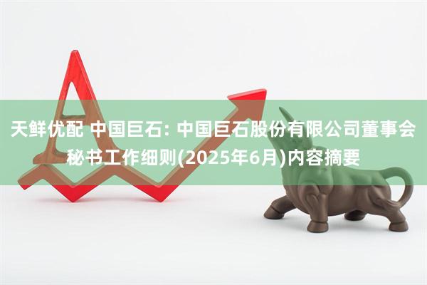 天鲜优配 中国巨石: 中国巨石股份有限公司董事会秘书工作细则(2025年6月)内容摘要